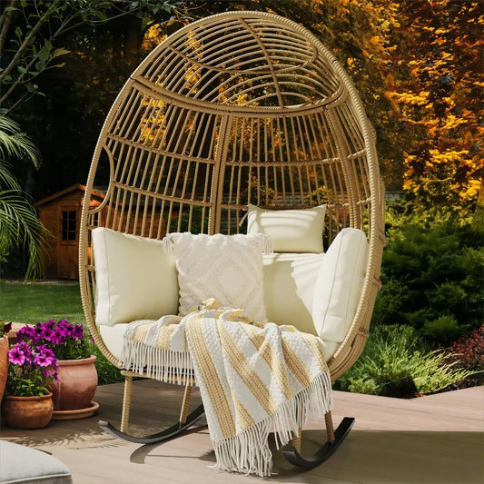 Outdoor Rocking Egg Chair with Cushions