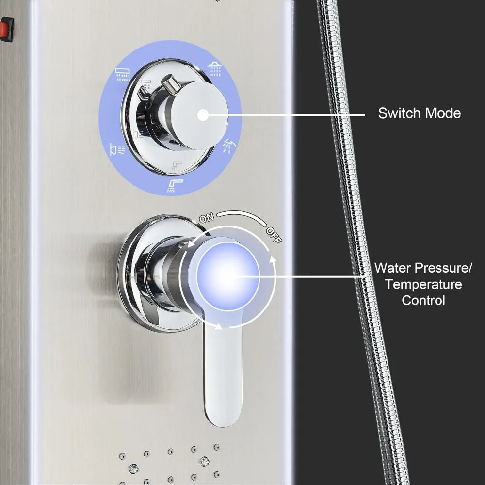 Modern Stainless Steel LED Shower Panel Full System Set