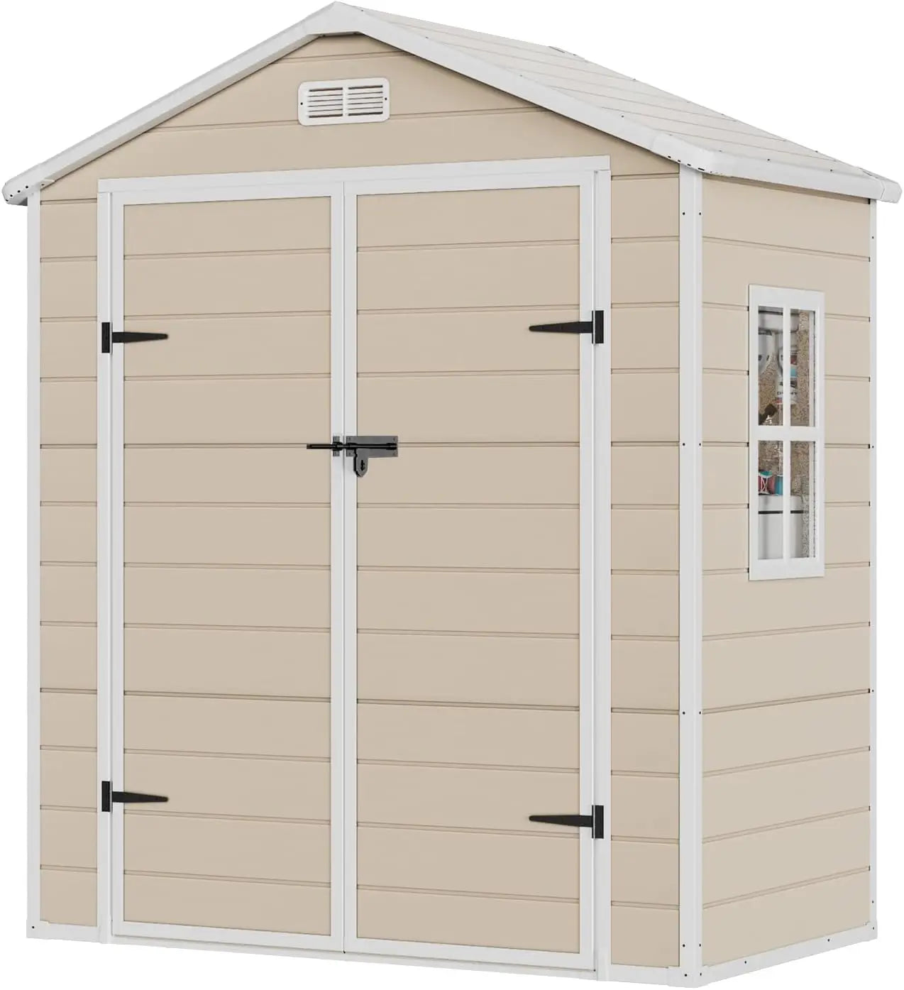 Resin Storage Shed with Floor, Window, and Double Lockable Doors