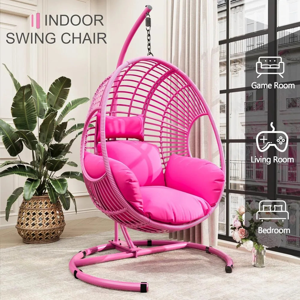 Oversized Wicker Swing Egg Chair with Cushions