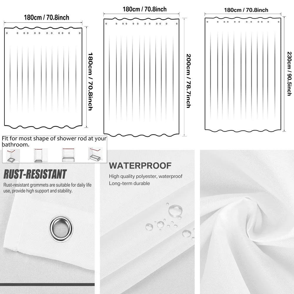 Heavy Duty Solid Shower Curtain with Hooks