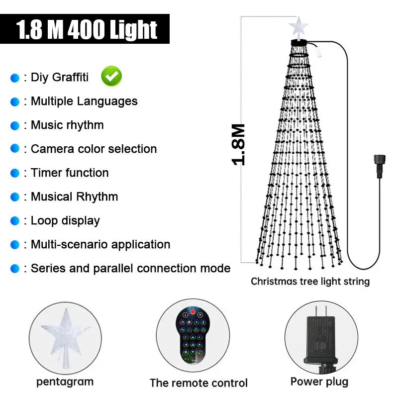 Christmas Tree Lights with Star, RBG 400 LED Lights and Bluetooth APP Control