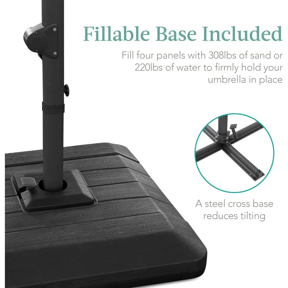 Tier Square Cantilever Patio Umbrella with Solar LED Lights