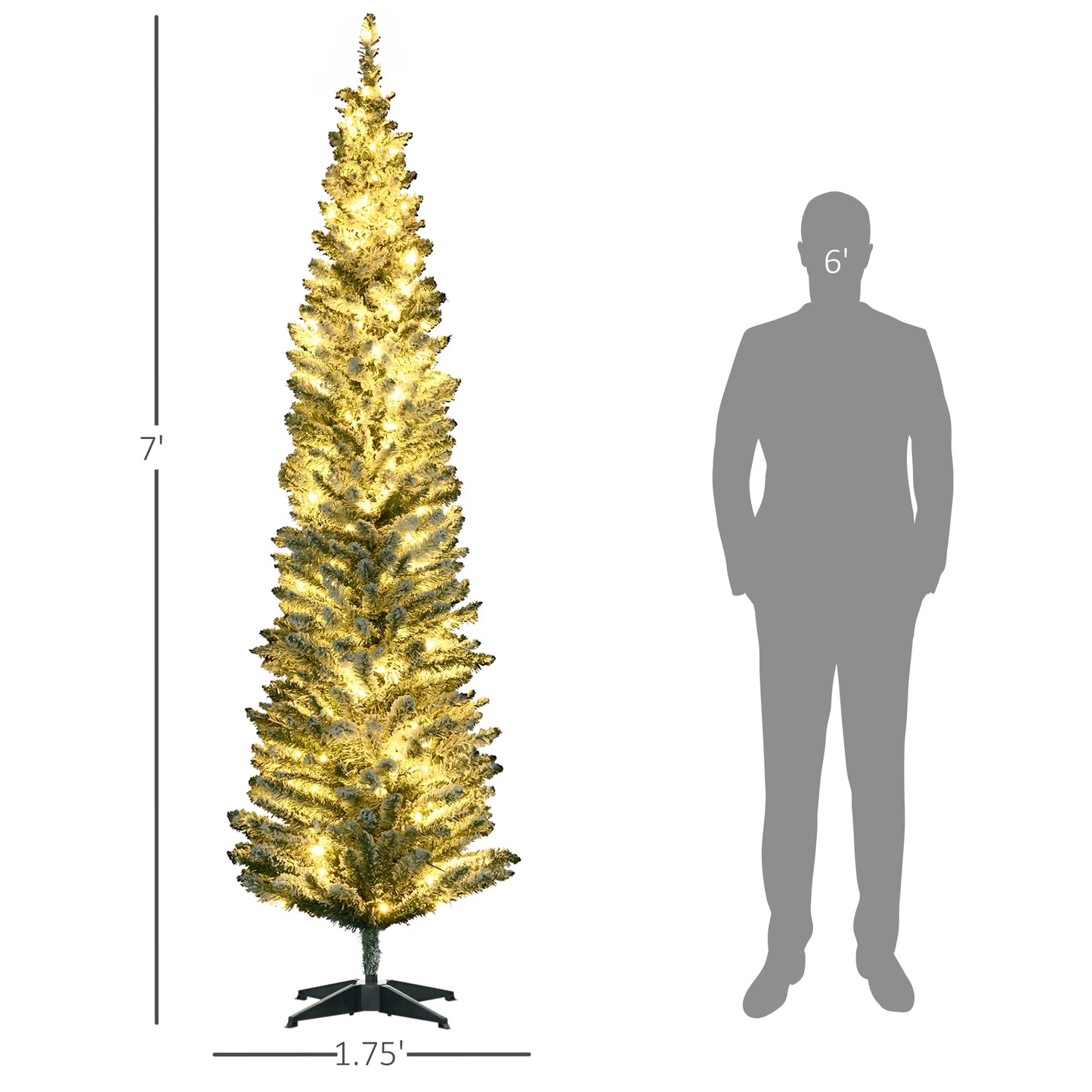Slim Pencil Artificial Christmas Tree with LED Light