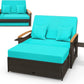 Daybed Chaise Lounger w/4-Level Adjustable Backrest & Retractable Trays
