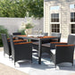 Acacia Wood Table Set with Cushions Wicker Chairs