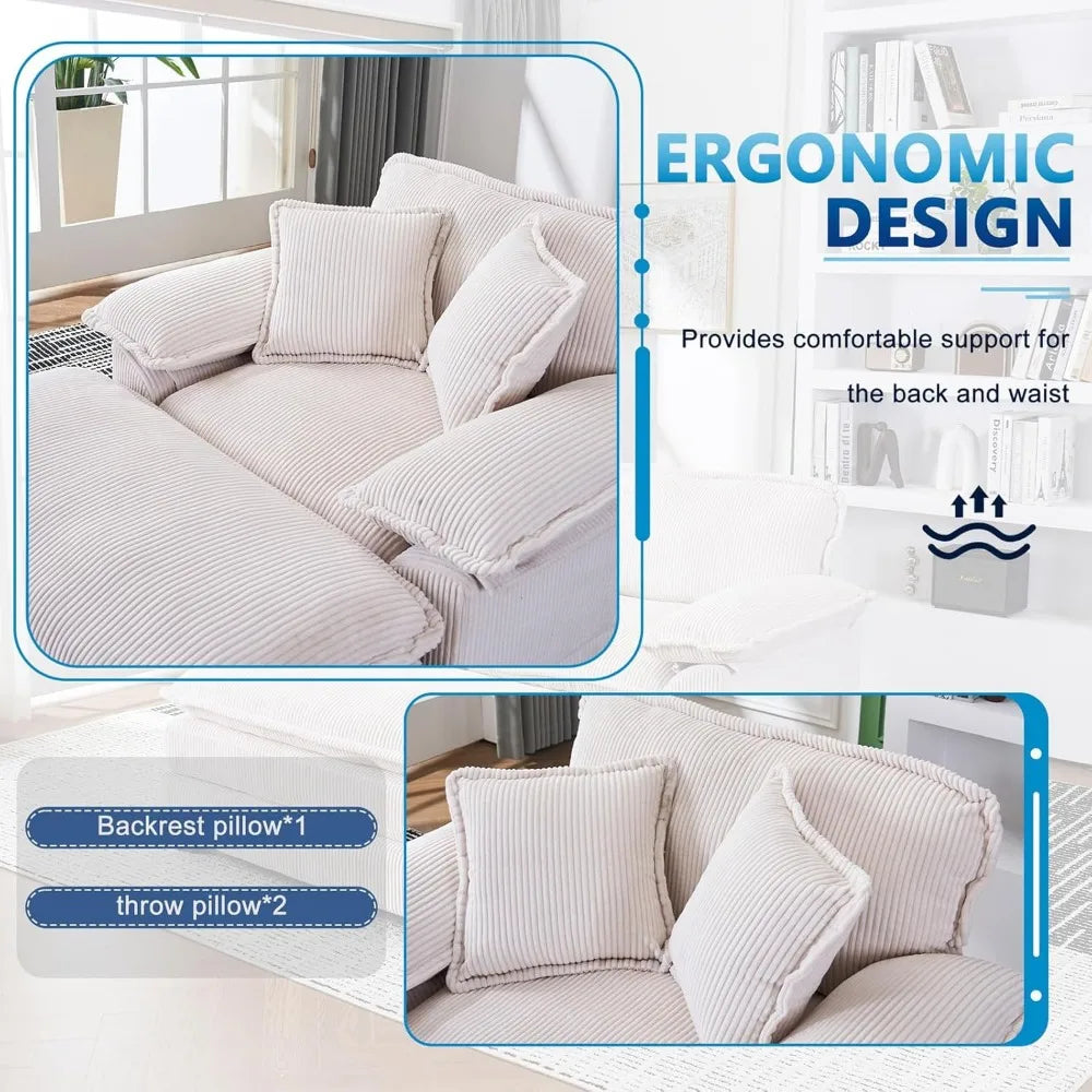 Modern Corduroy Lounge Sleeper with Pillow