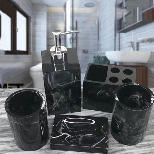 Resin Marble Ink Pattern Bathroom Accessory Set