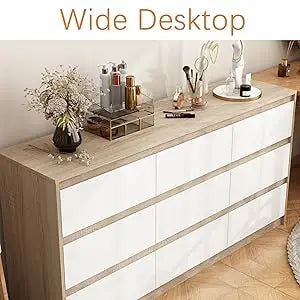Modern Wood Chest Dresser with Charging Station