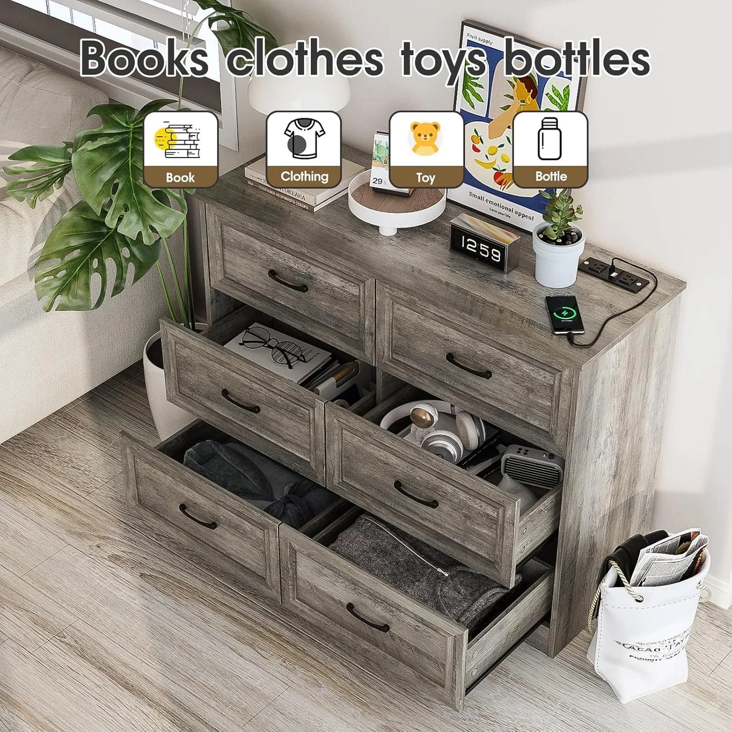 Fameill Dresser with Charging Station