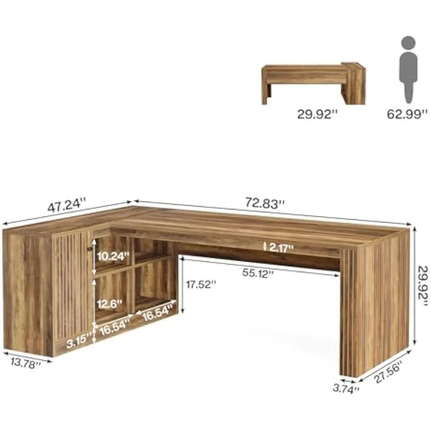 Modern Wooden L-Shaped Executive Desk