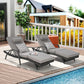 Rattan Chaise Lounge Chair with Adjustable Backrest and Cushions