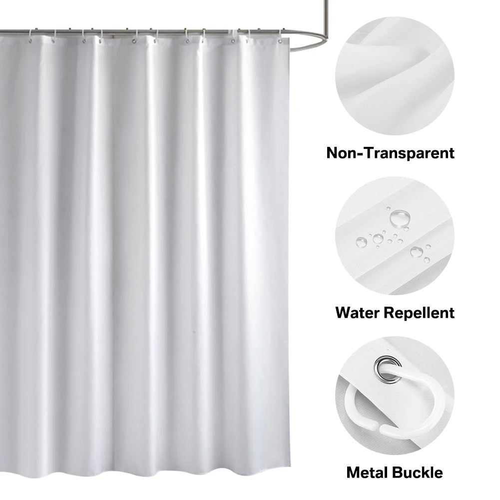Heavy Duty Solid Shower Curtain with Hooks