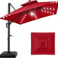 Tier Square Cantilever Patio Umbrella with Solar LED Lights