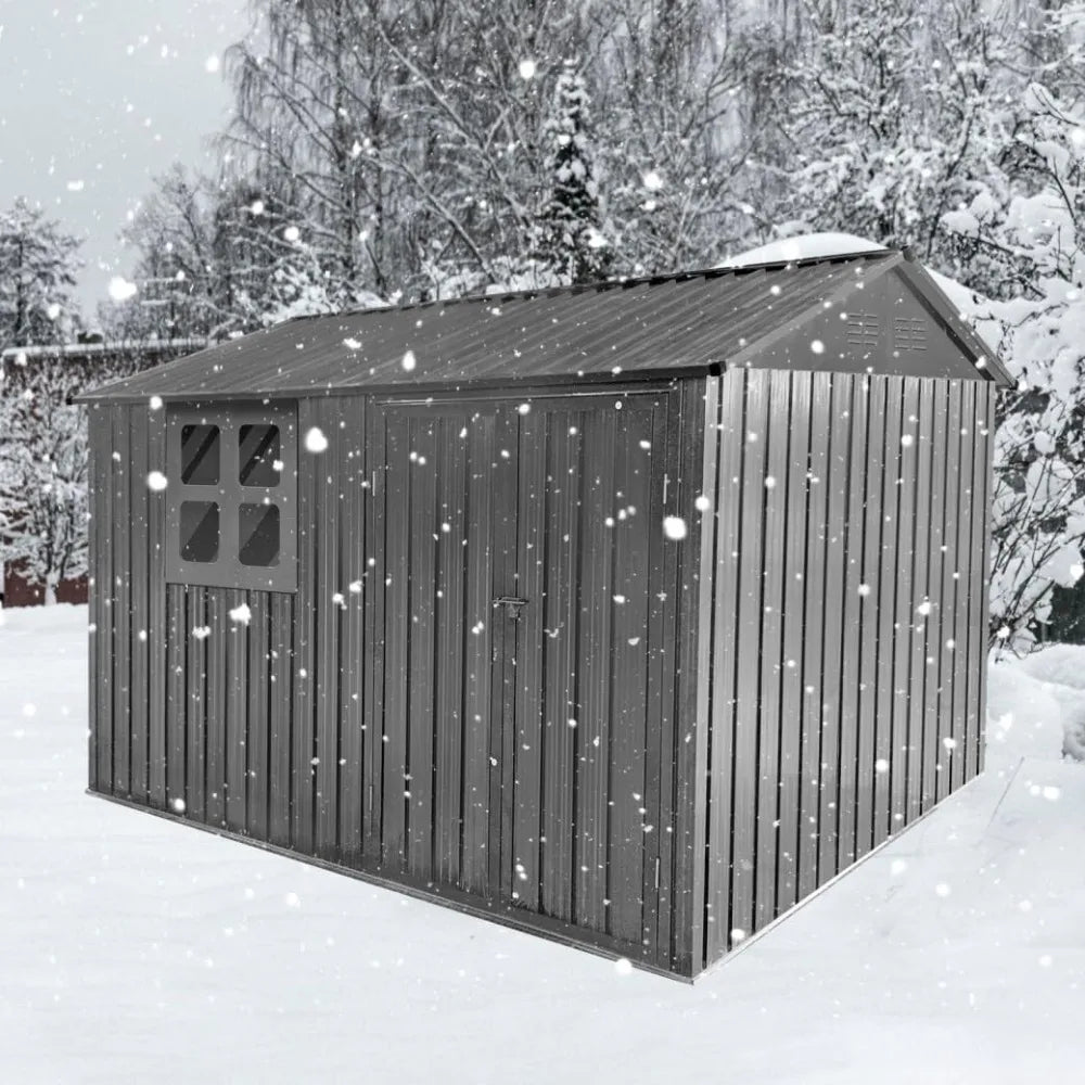 Metal Garden Sheds with Window and  Lockable Doors