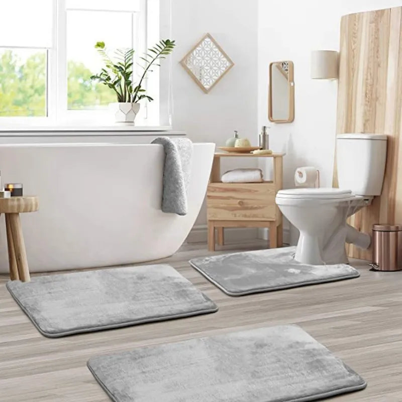 Non-Slip Velvet Bath Mat Set