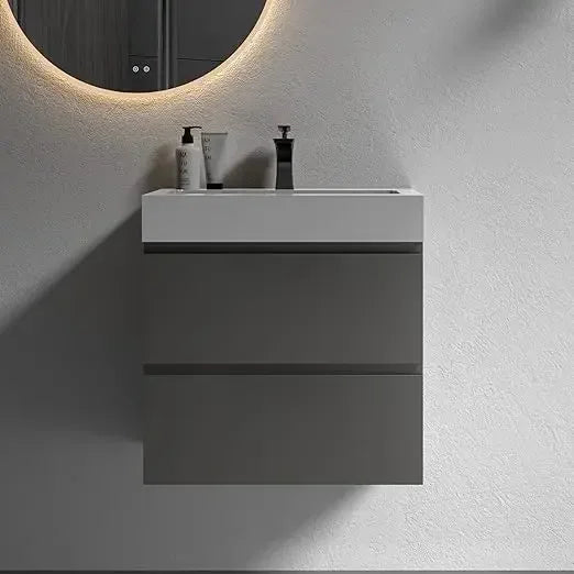 Minimalist Modern Sleek Wall Mounted Vanity with Sink