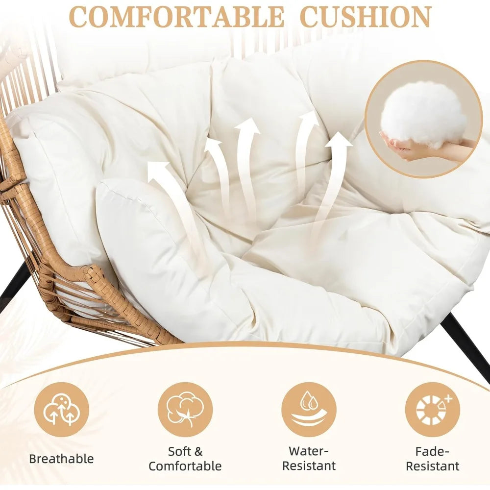 Wicker Egg Chair with Cushions