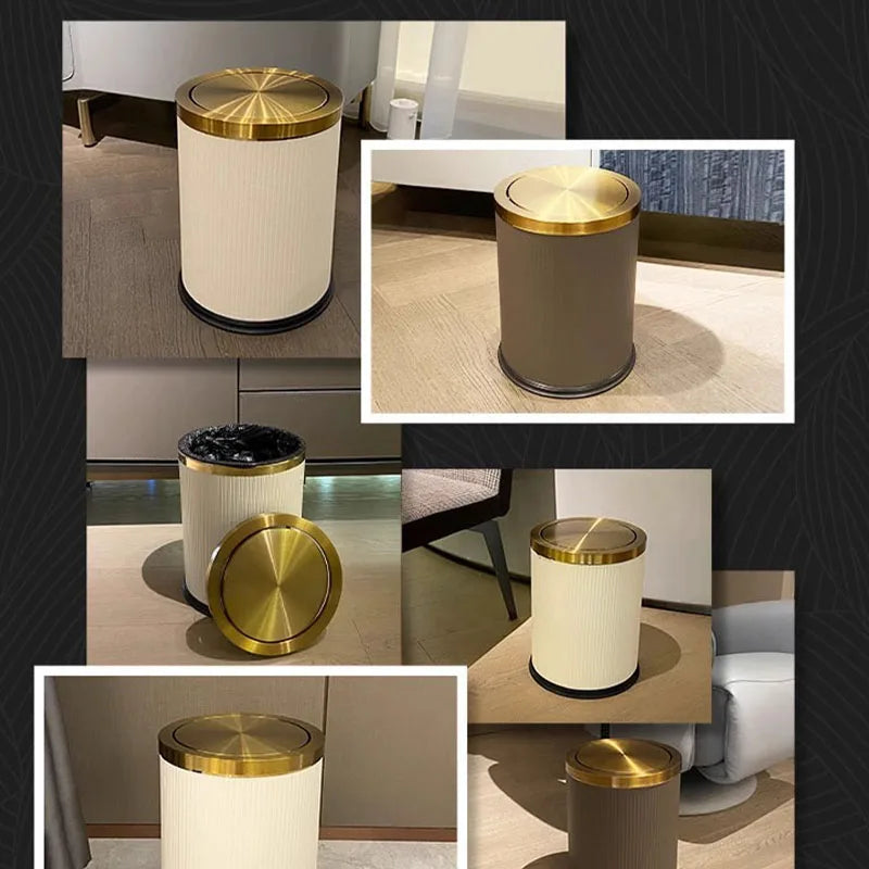 Leather / Marble Waste Bin with Lid