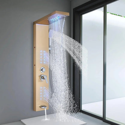 Modern Stainless Steel LED Shower Panel Full System Set