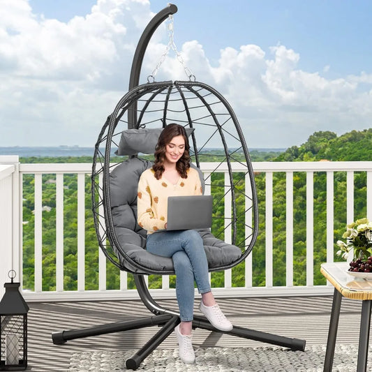 Hanging Egg Chair Stand with Cushions