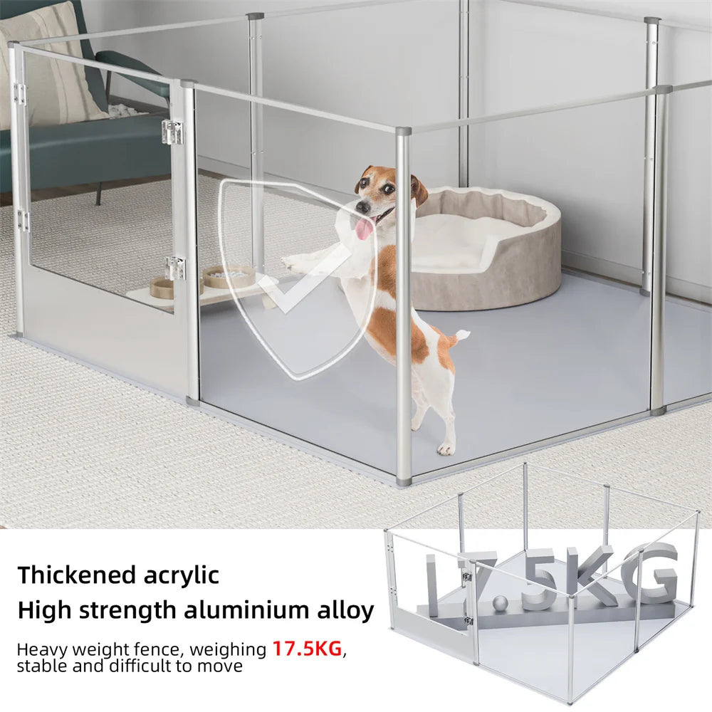 Transparent Acrylic Dog Playpen with Waterproof Pad