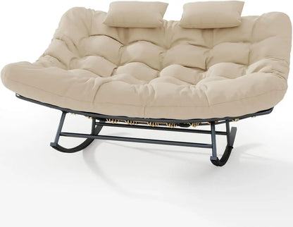 Oversized Loveseat Rocking Papasan Chair with Cushions