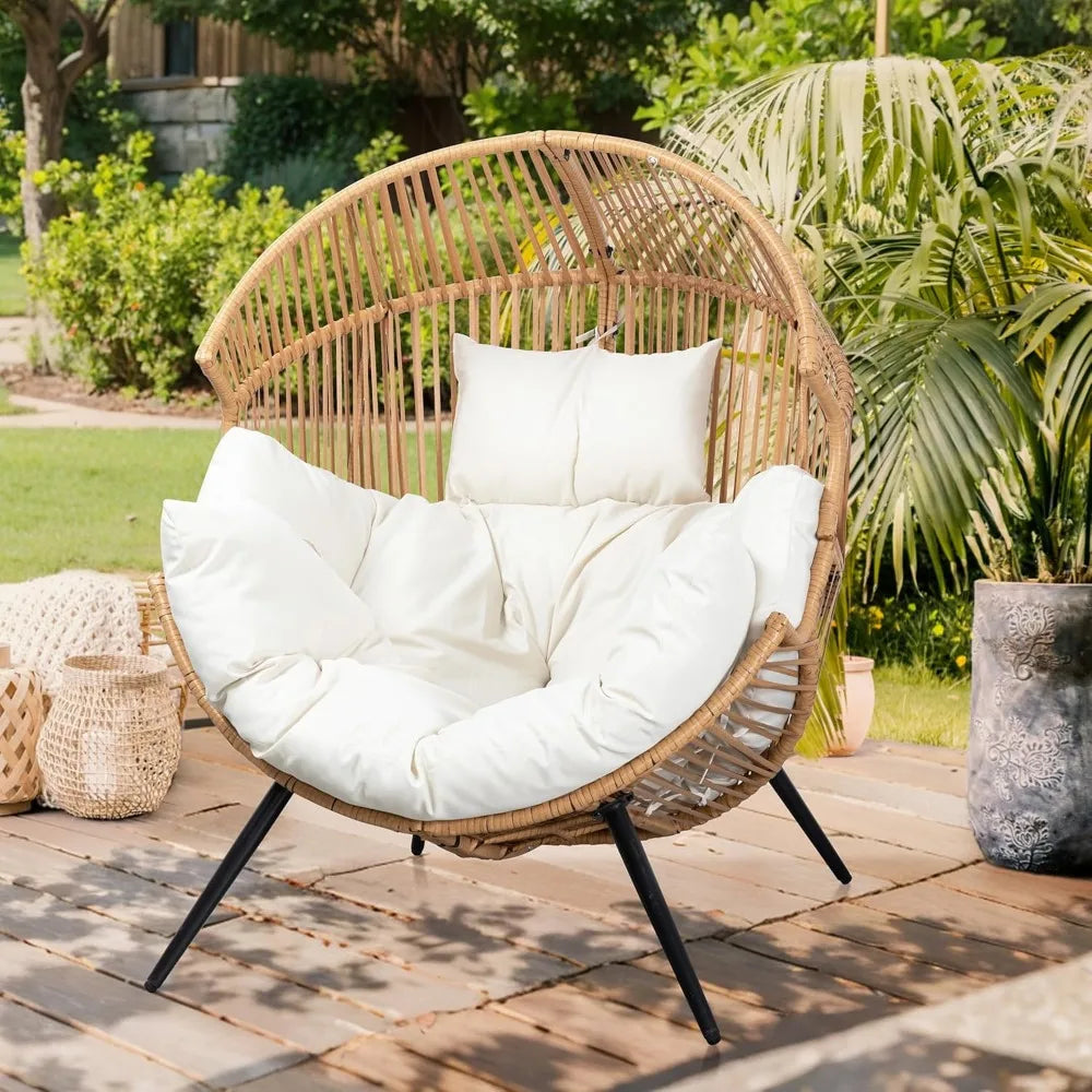 Wicker Egg Chair with Cushions