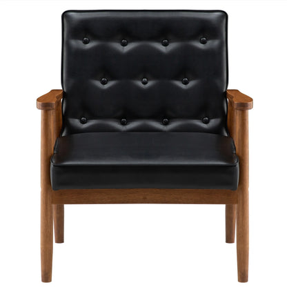 Modern Retro Wooden Leather Chair