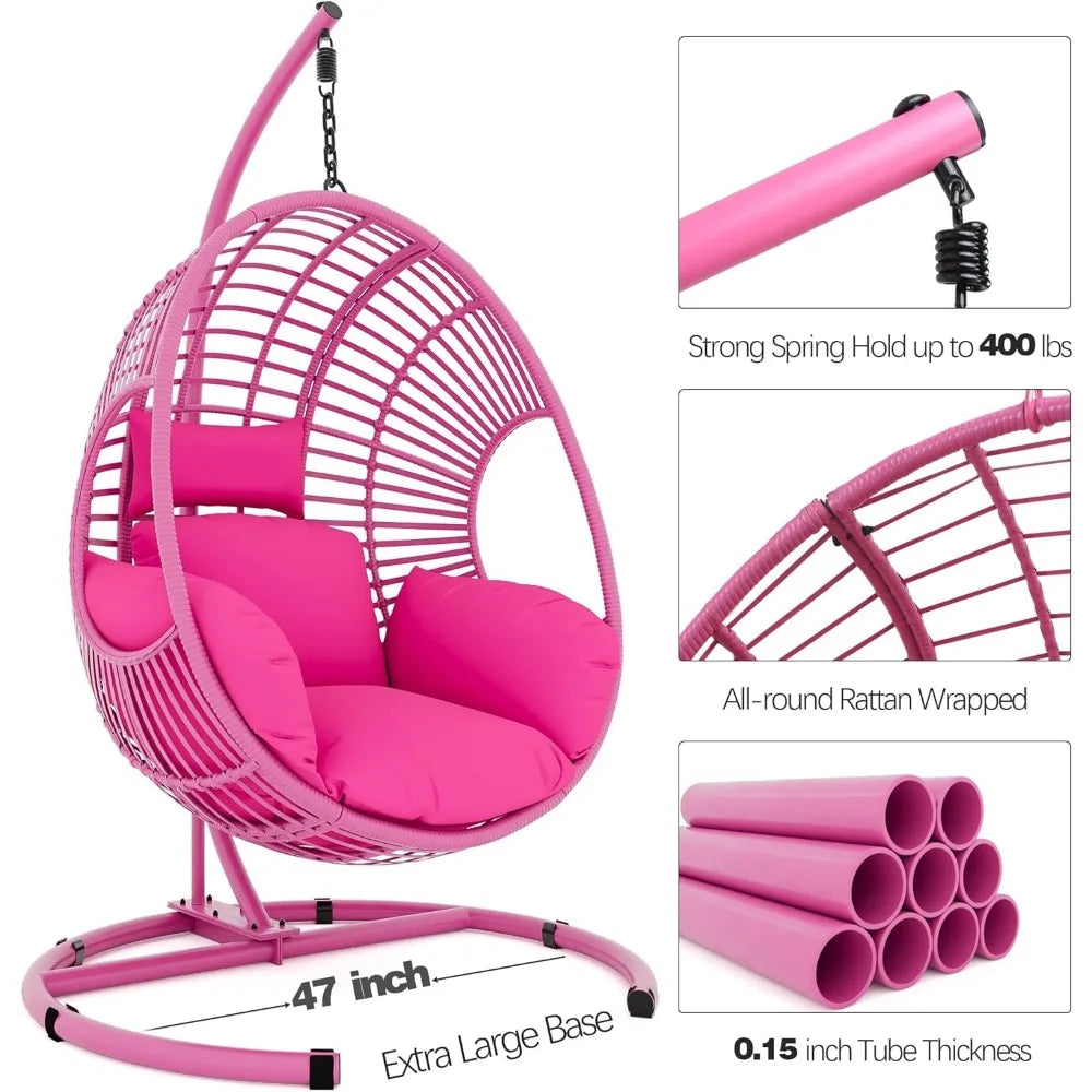 Oversized Wicker Swing Egg Chair with Cushions