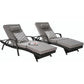 Rattan Chaise Lounge Chair with Adjustable Backrest and Cushions