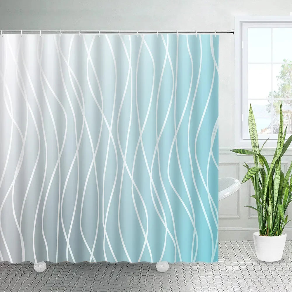 Creative Ombre Shower Curtain with Hooks