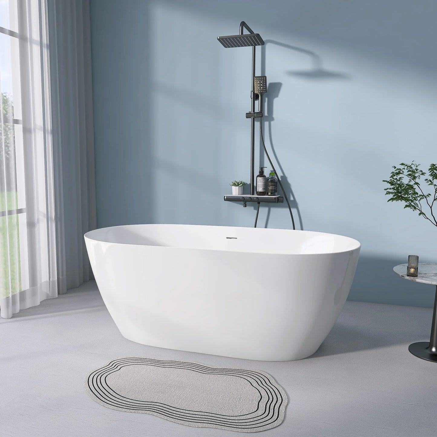 Modern 55" Oval Acrylic Bathtub