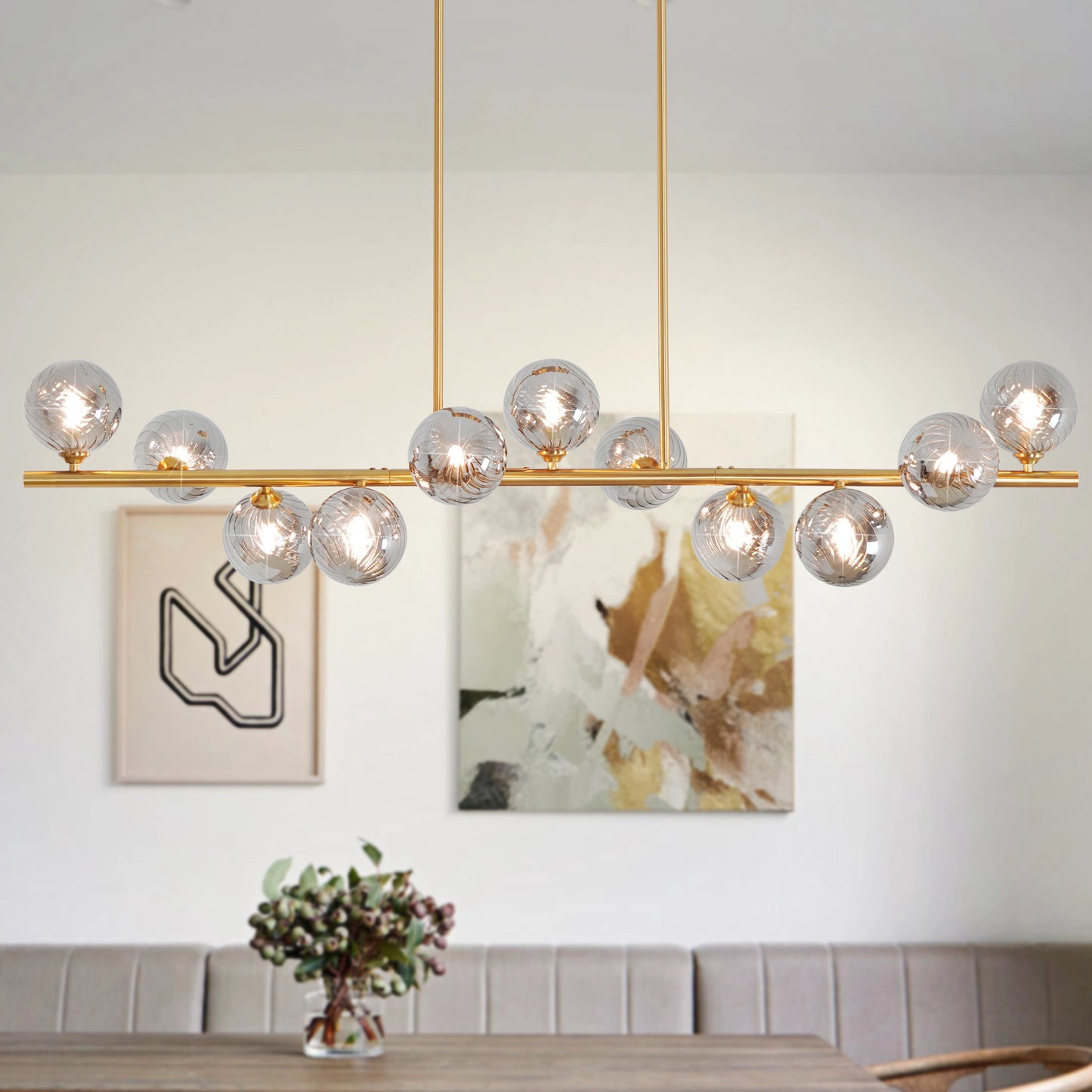Modern Linear Bubble Chandelier