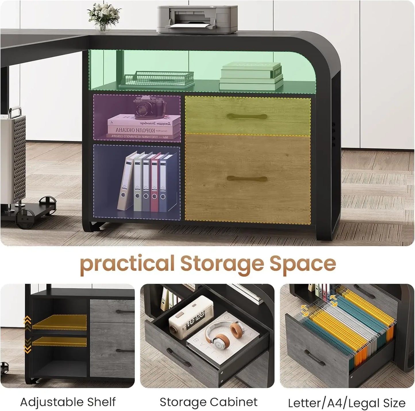 Modern L-Shaped Executive Desk