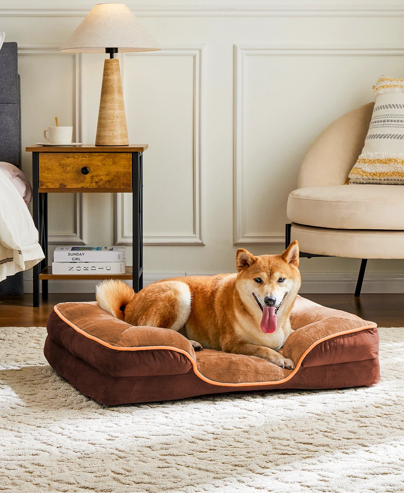 Orthopedic Dog Bed with Washable Removable Cover, Non-Slip Base and Waterproof Liner