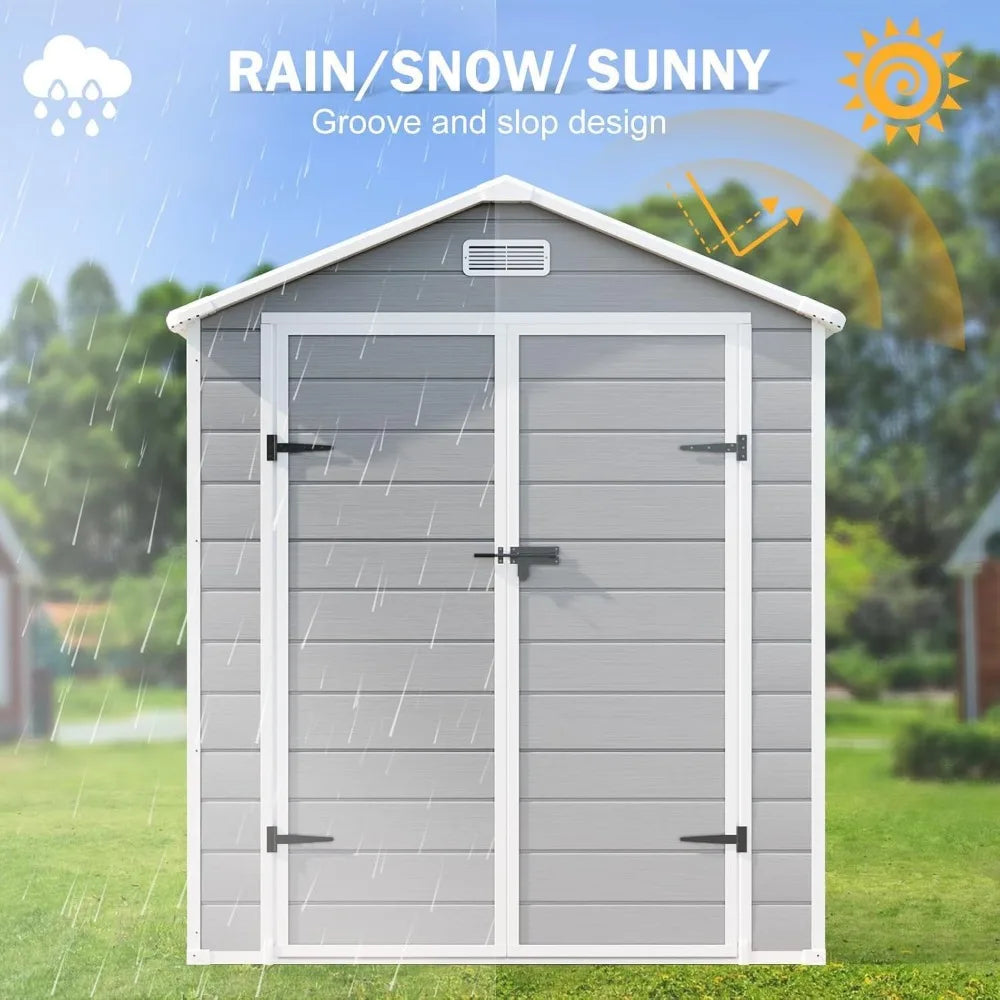 Resin Storage Shed with Floor, Window, and Double Lockable Doors