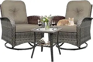 Swivel Rocker Wicker Chair Set