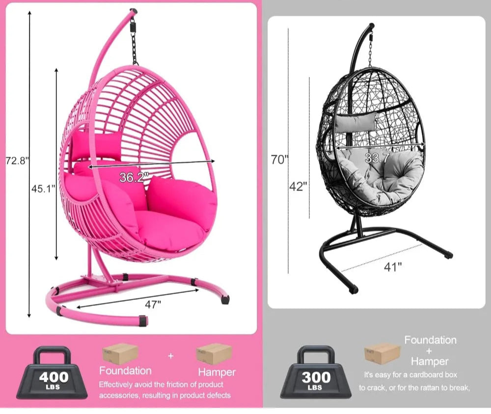 Oversized Wicker Swing Egg Chair with Cushions