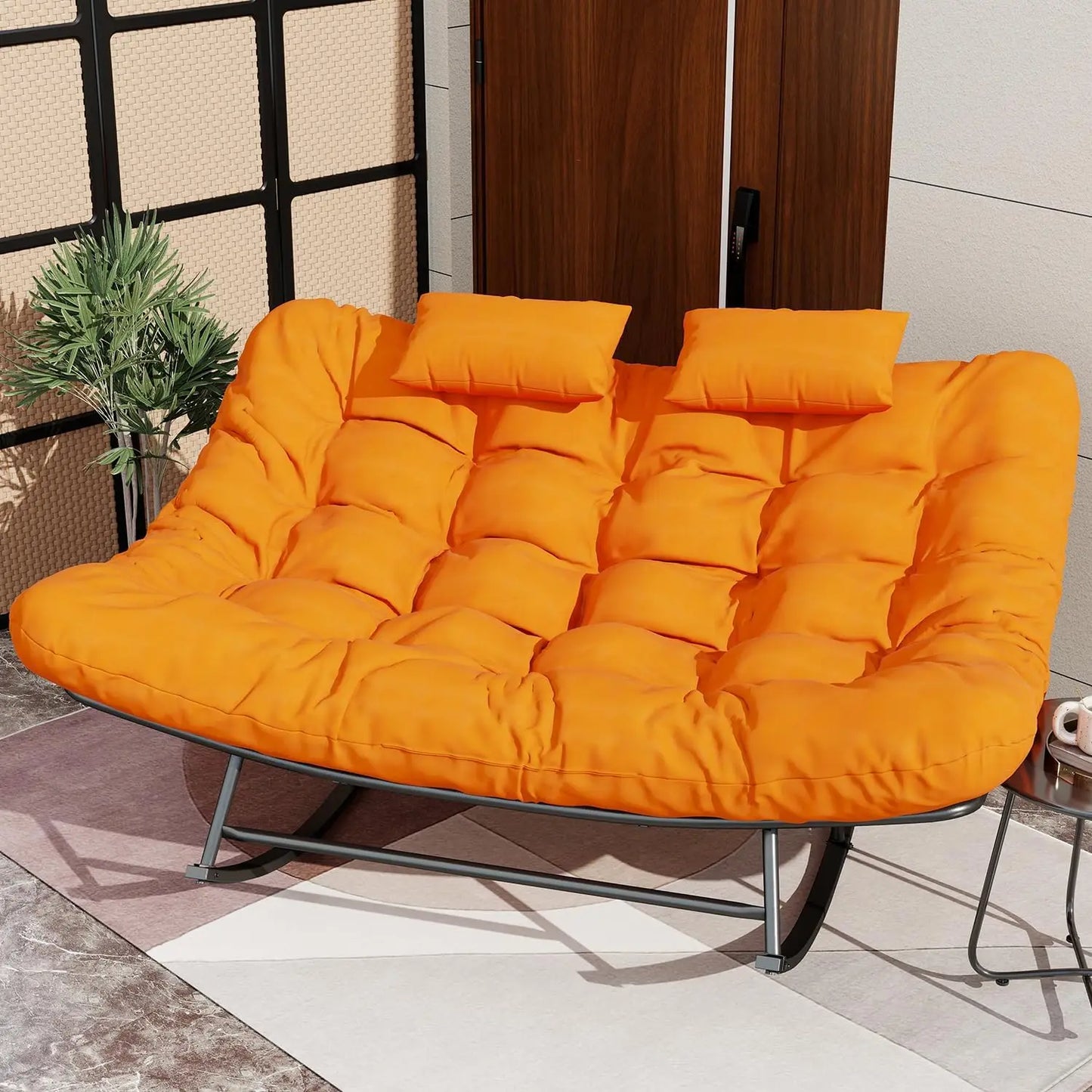Oversized Loveseat Rocking Papasan Chair with Cushions