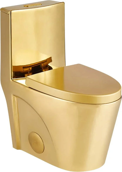 Contemporary Luxury Gold Compact One-Piece Toilet