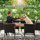 Acacia Wood Table Set with Cushions Wicker Chairs