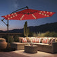 Round Cantilever Patio Umbrella with Solar LED Lights