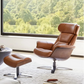 Reclining Leather Swivel Chair with Ottoman