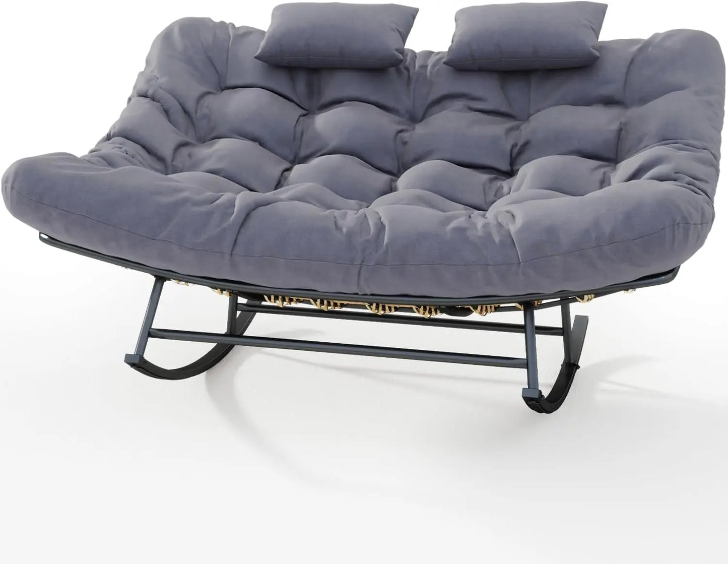 Oversized Loveseat Rocking Papasan Chair with Cushions