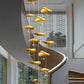 Golden Copper Lotus Leaf Chandelier