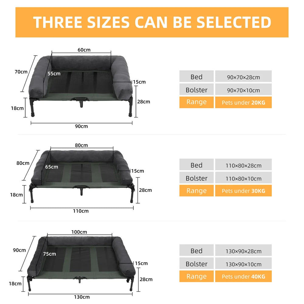Elevated Dog Bed with Cooling Breathable Mat and Soft Plush Mat