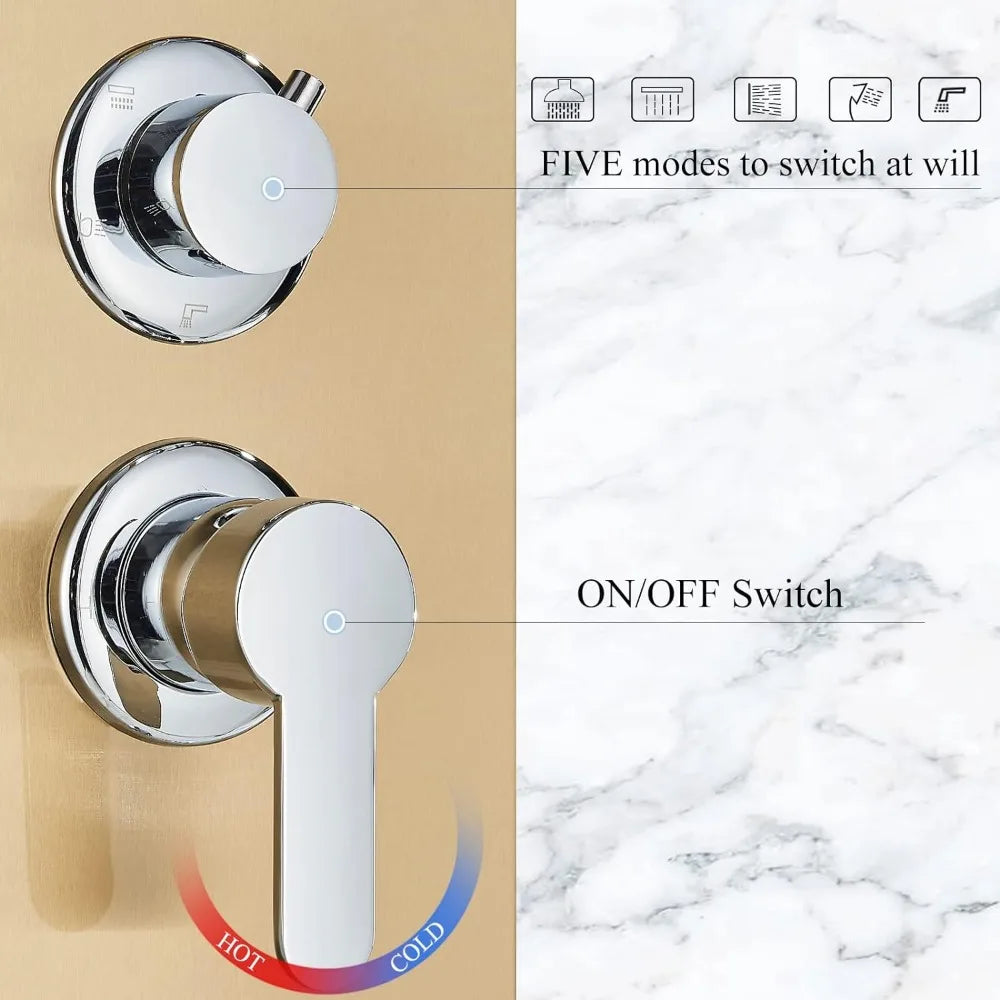 Modern Stainless Steel LED Shower Panel Full System Set