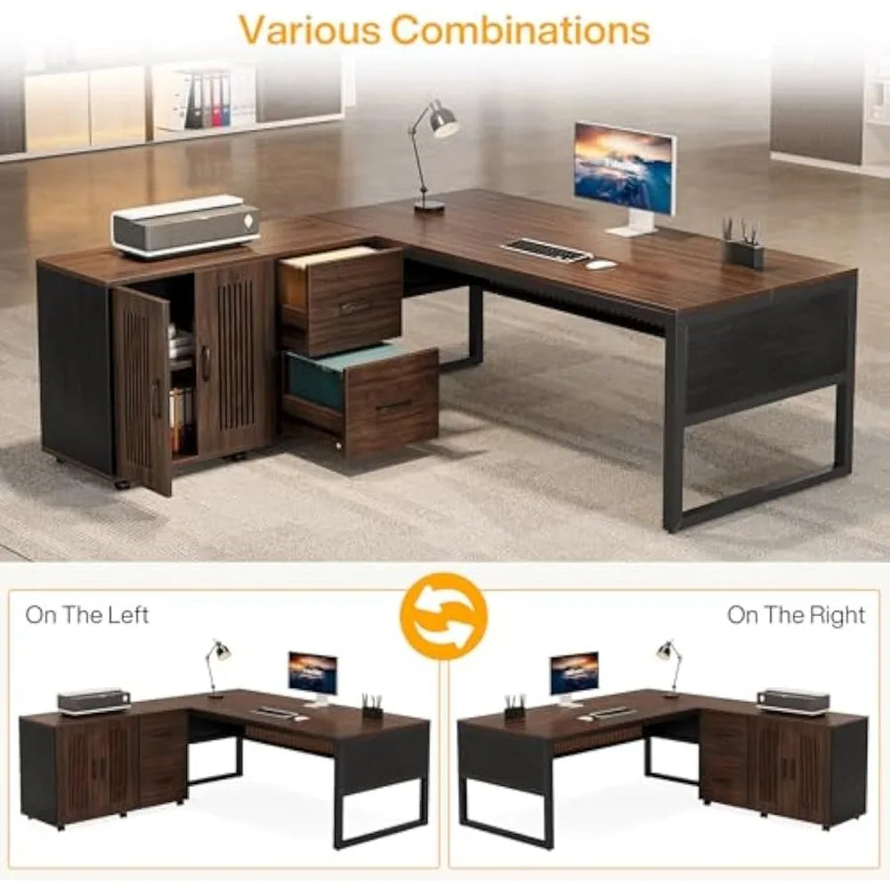 Modern Contemporary L-Shaped Executive Desk