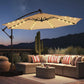 Round Cantilever Patio Umbrella with Solar LED Lights